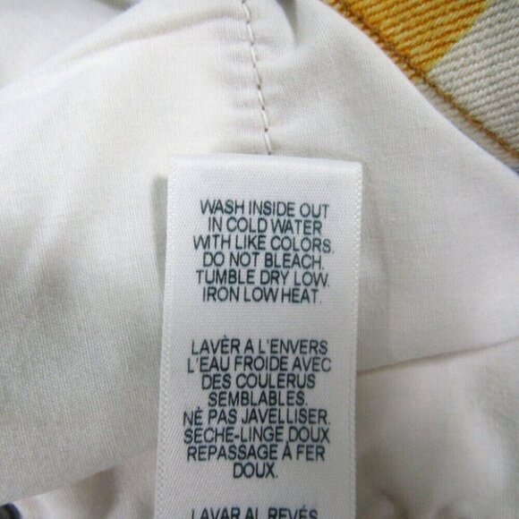 Frame Denim Le Cutoff Shorts Painterly Stripe Yellow Red Size 28 Mid Rise - Picture 10 of 11